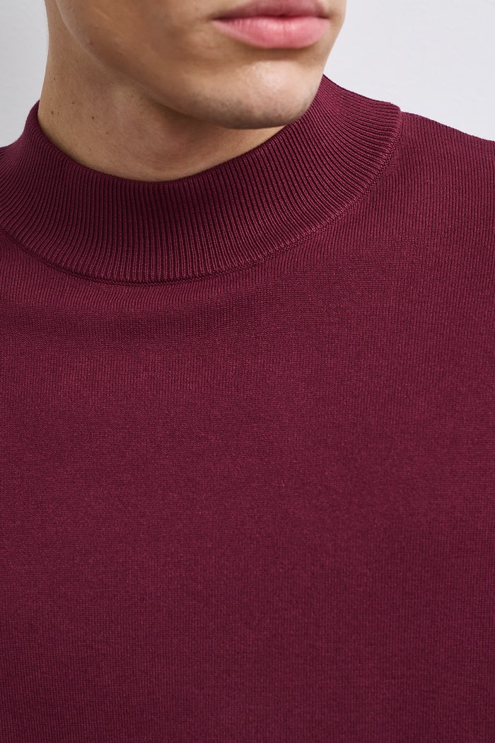 Sweter męski z wiskozą bordowy RW24-SWM052