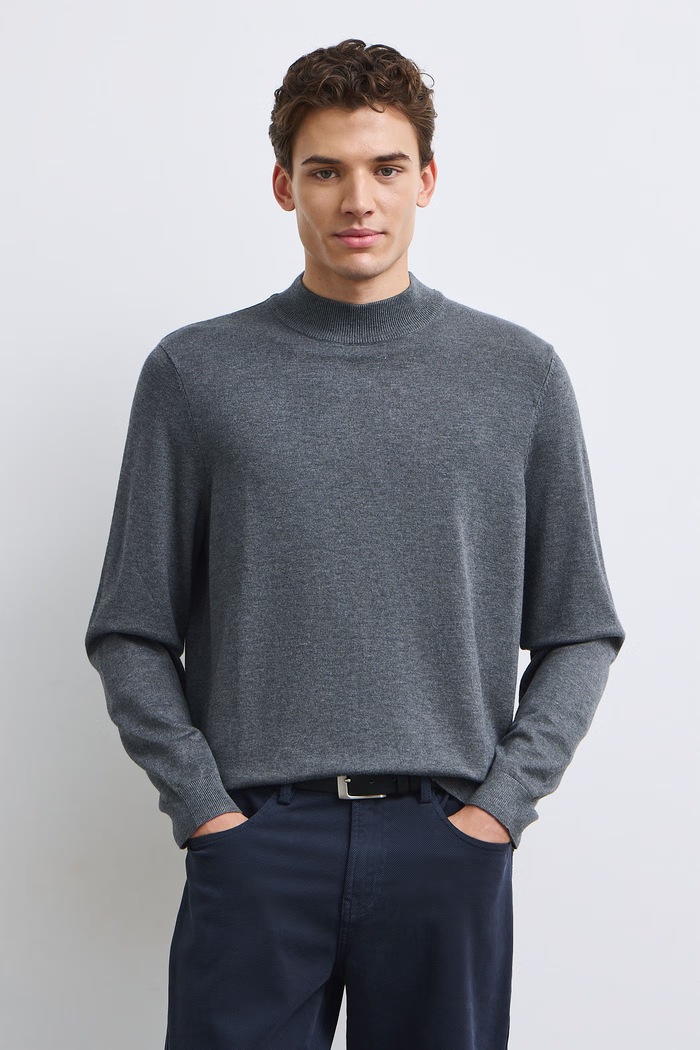 Sweter męski z wiskozą szary RW24-SWM052