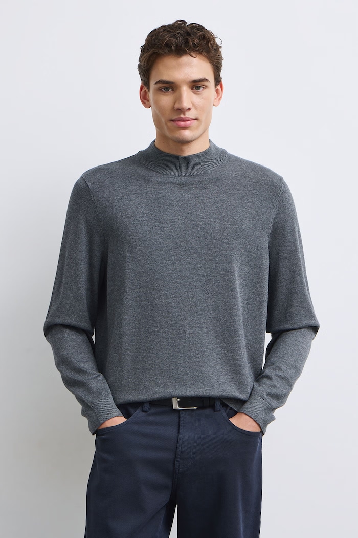 Sweter męski z wiskozą szary RW24-SWM052