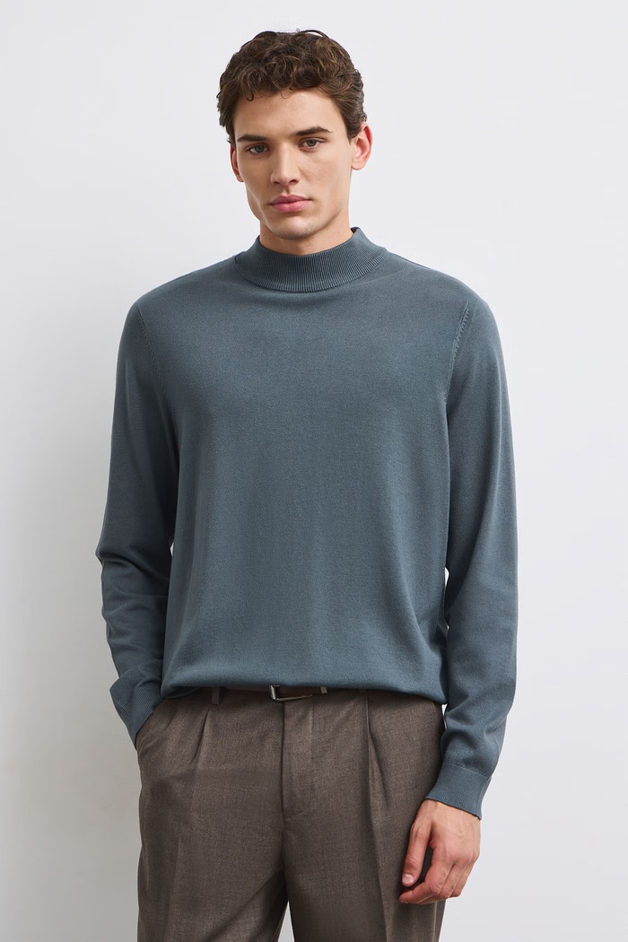 Sweter męski z wiskozą zielony RW24-SWM052