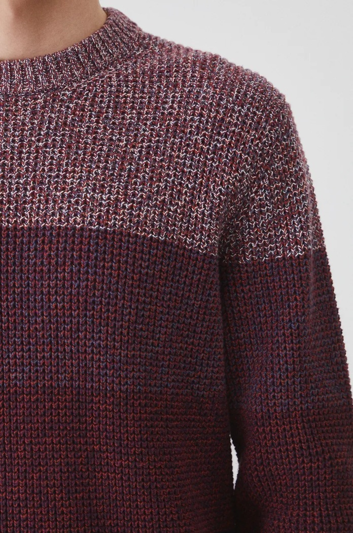 Sweter bawełniany męski z fakturą kolor bordowy RW24-SWM802