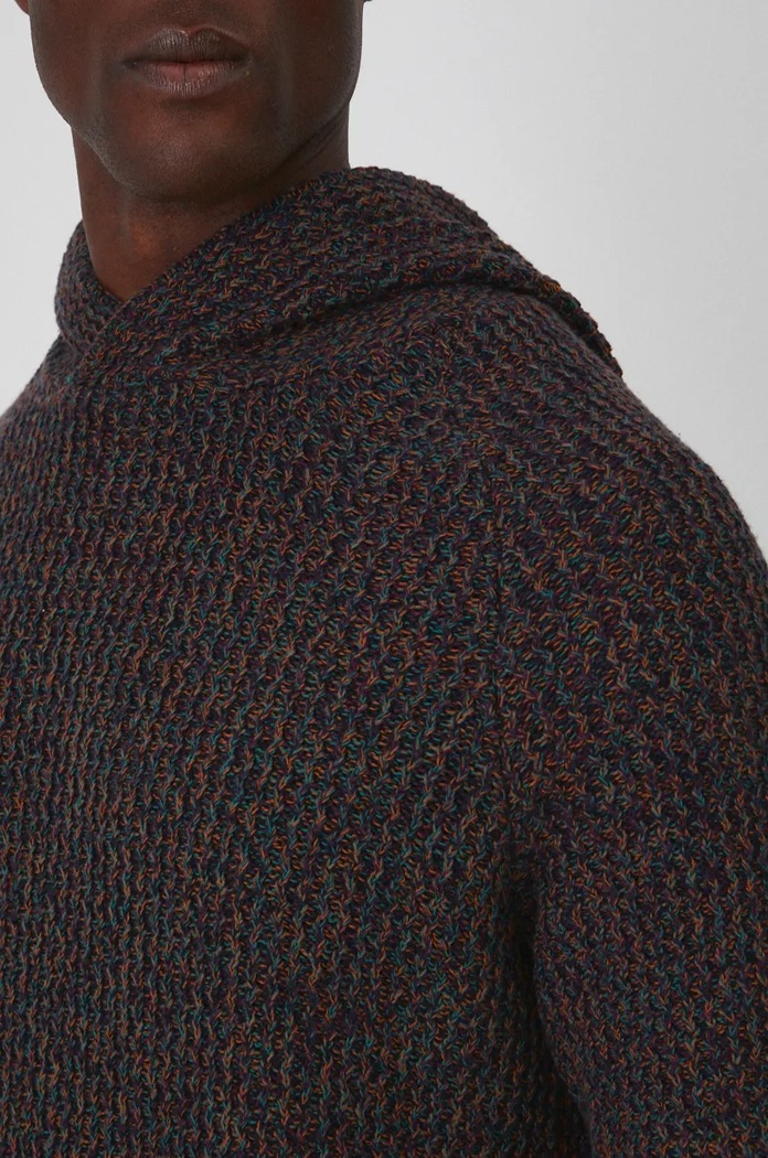 Sweter bawełniany męski melanżowy kolor fioletowy RW24-SWM808