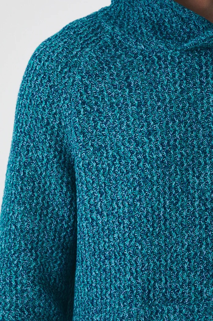 Sweter bawełniany męski melanżowy kolor turkusowy RW24-SWM808