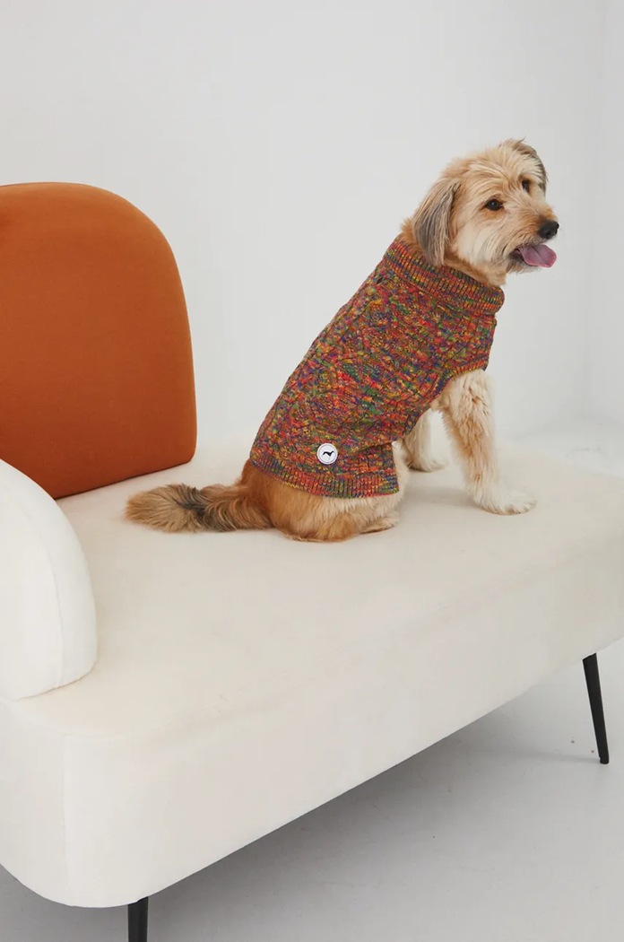 Sweter dla pupila z warkoczowym splotem kolor fioletowy multicolor RW24-SWU0A0