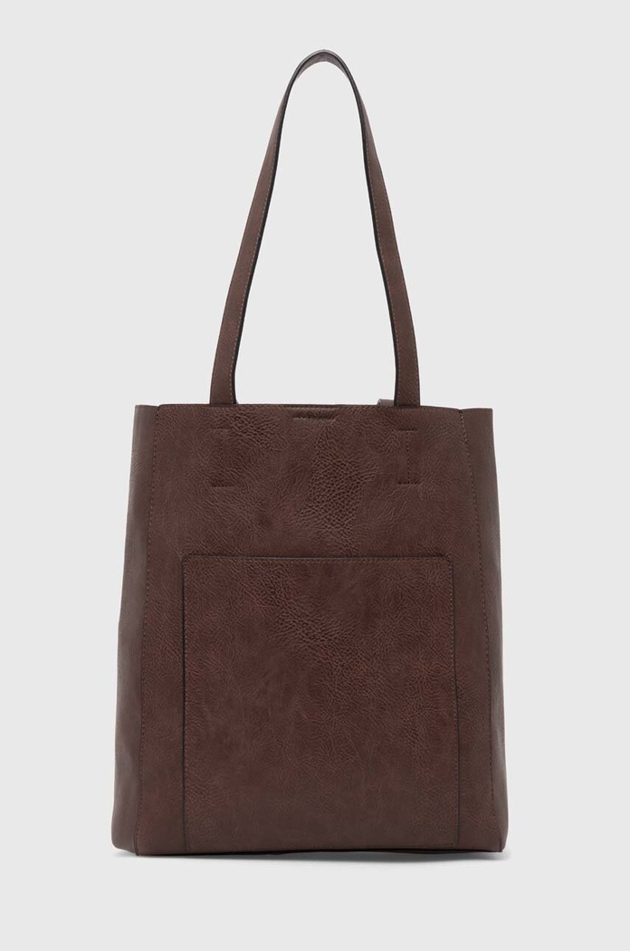 Kabelka dámská shopper z eko-kůže hnědá barva bez popruhu hnědá RW24-TOD102