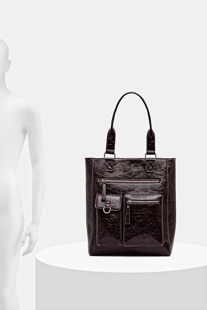 Torebka tote damska z imitacji skóry gładka RW24-TOD502