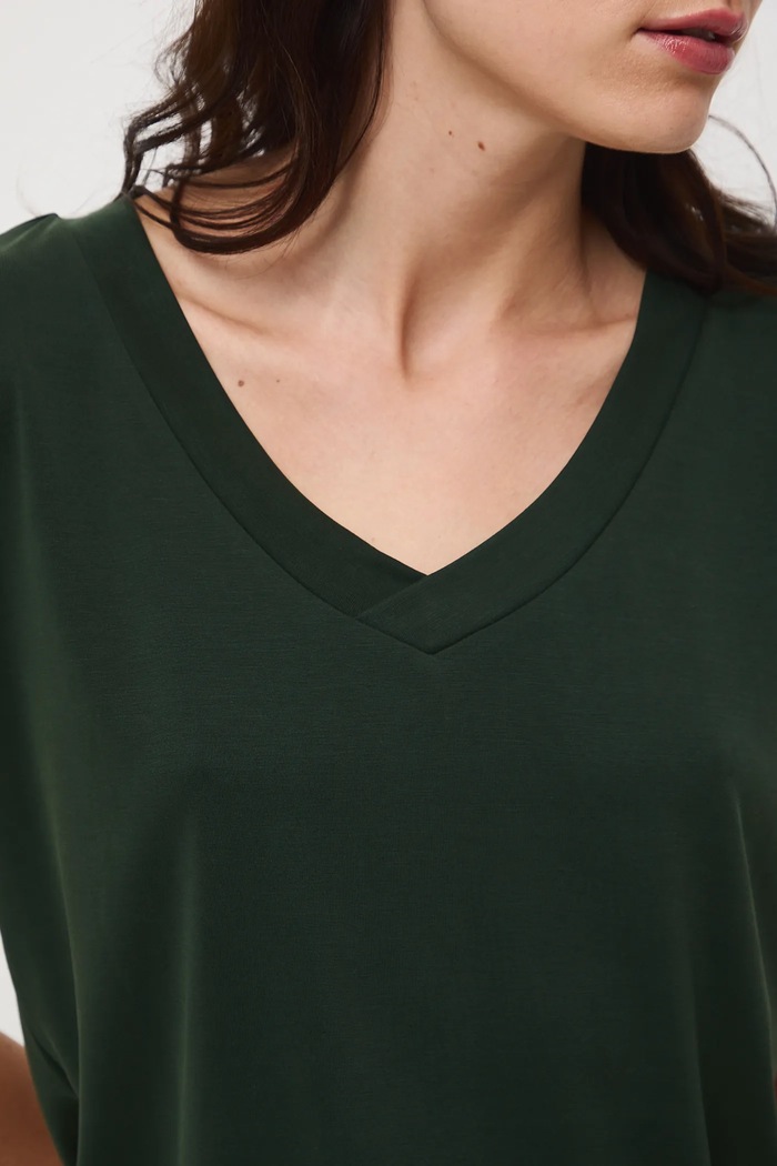 T-shirt basic damski z modalem RW24-TSD404 zielony