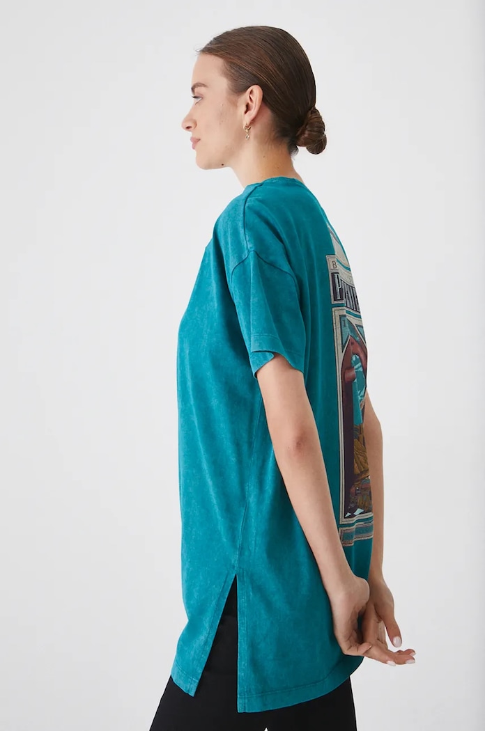 T-shirt bawełniany damski – Medicine z okazji roku Miłosza, kolor zielony zielony RW24-TSD650