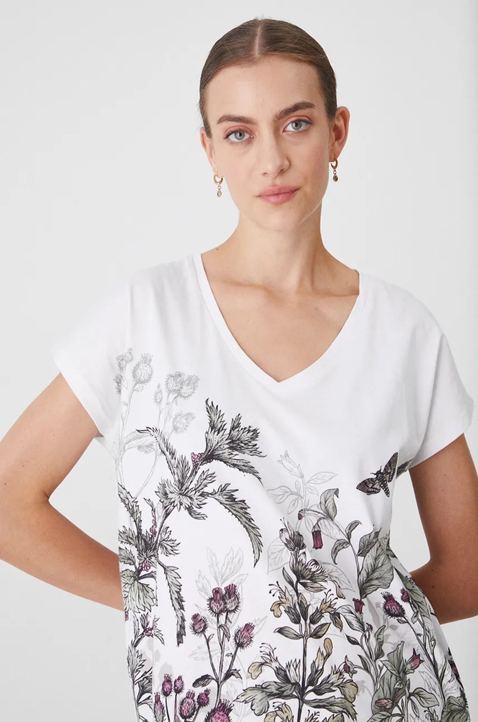 T-shirt bawełniany damski – Medicine z okazji roku Miłosza, kolor beżowy RW24-TSD651 beżowy RW24