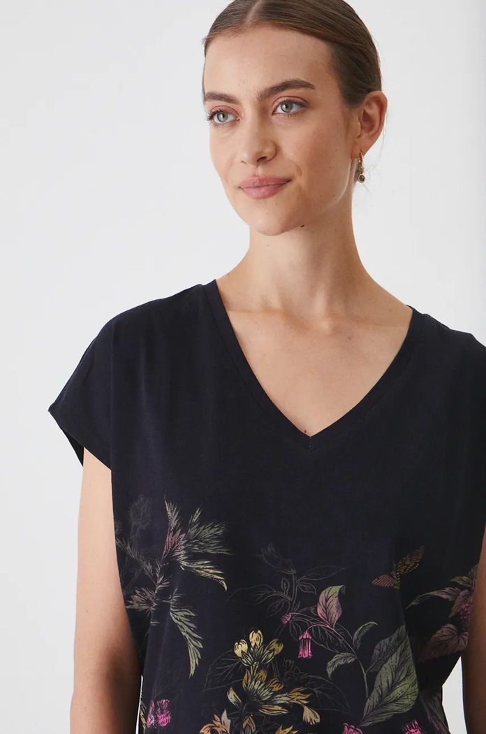 T-shirt bawełniany damski – Medicine z okazji roku Miłosza, kolor czarny RW24-TSD651 czarny RW24