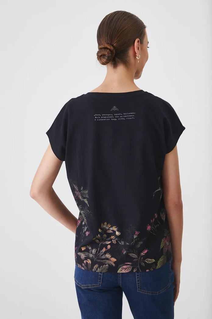 T-shirt bawełniany damski – Medicine z okazji roku Miłosza, kolor czarny czarny RW24-TSD651