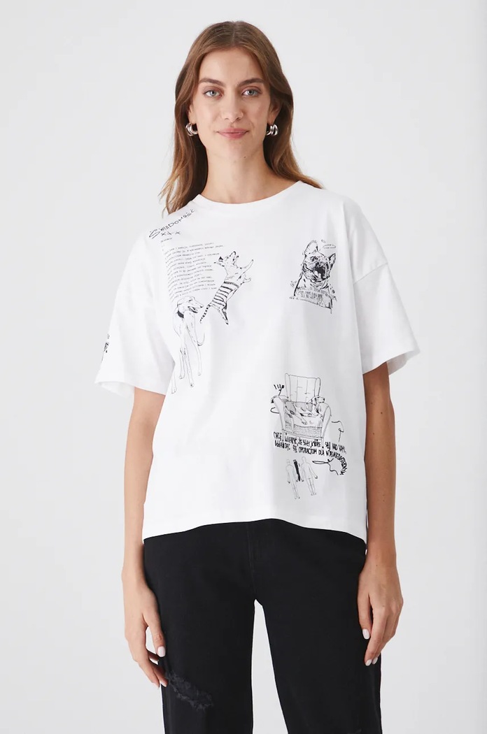 T-shirt bawełniany damski – Medicine z okazji roku Miłosza, kolor biały RW24-TSD654 biały RW24