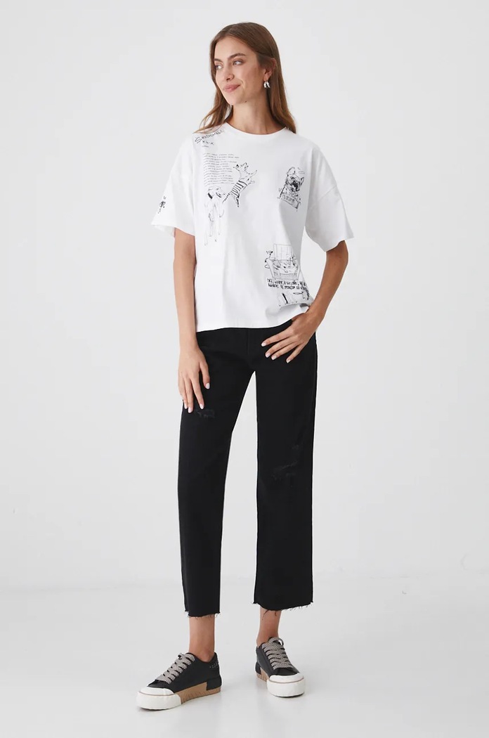 Odzież T-shirt bawełniany damski – Medicine z okazji roku Miłosza, kolor biały RW24-TSD654 biały