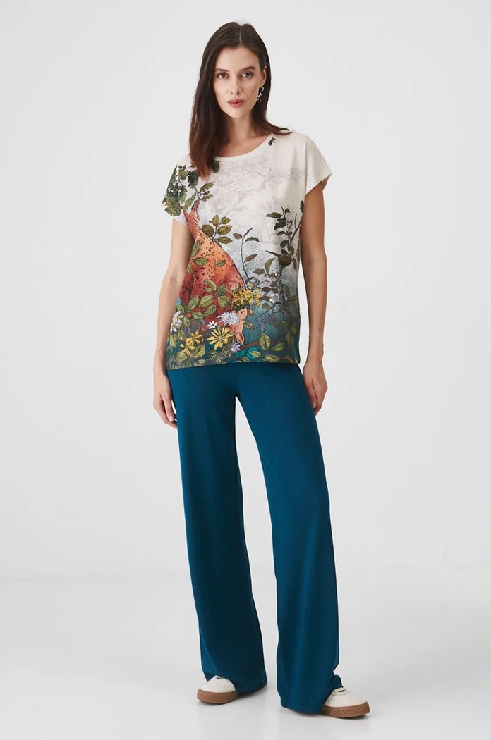 Odzież T-shirt bawełniany damski z kolekcji Together For Nature kolor beżowy RW24-TSD706 beżowy