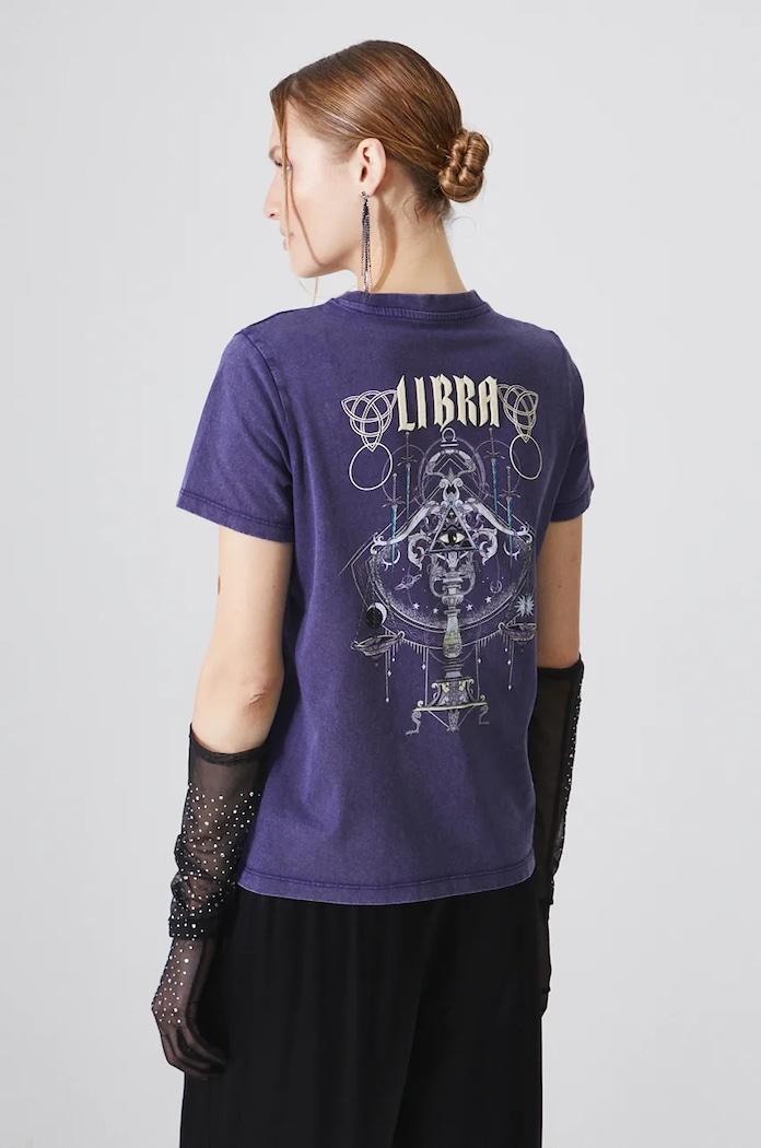 T-shirt damski z kolekcji Zodiak - Waga kolor fioletowy RW24-TSD956 fioletowy