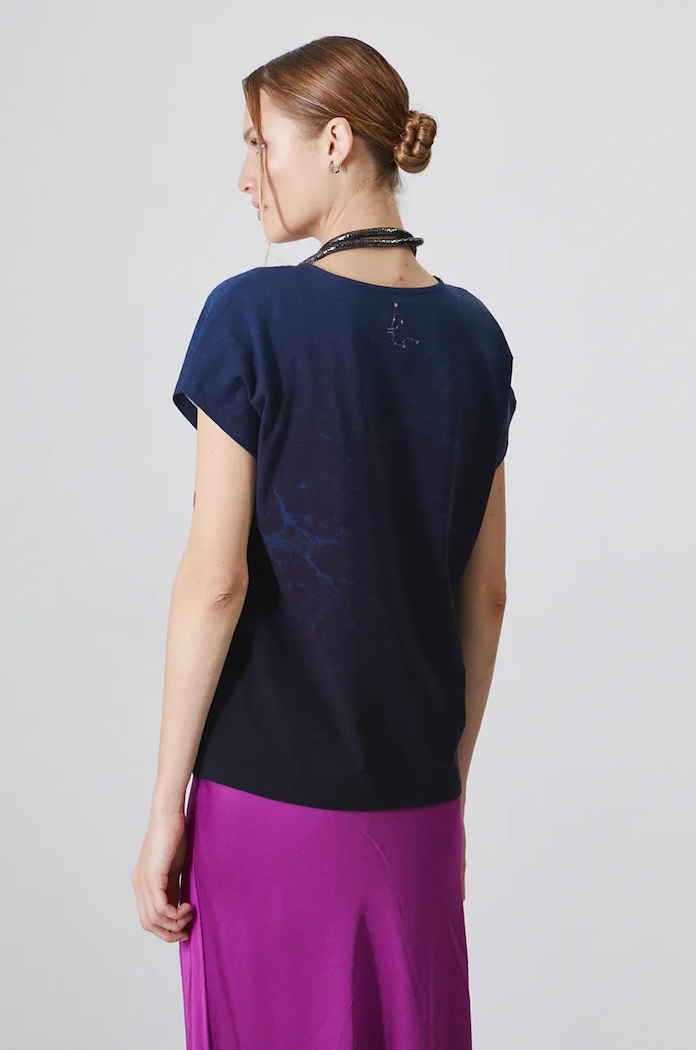 T-shirt damski z kolekcji Zodiak - Wodnik kolor granatowy granatowy RW24-TSD960