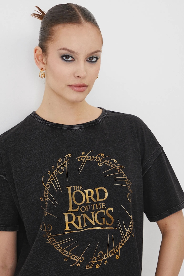 Bavlněné tričko z kolekce The Lord of the Rings šedá barva RW24-TSDA83 šedá
