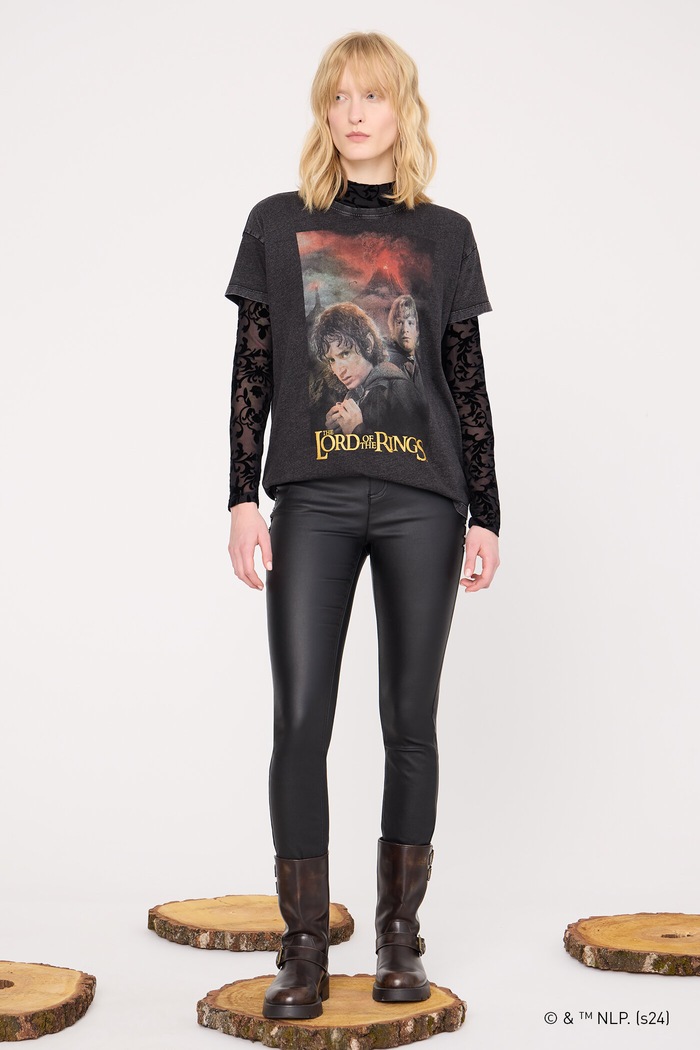 T-shirt bawełniany damski z kolekcji The Lord of the Rings kolor szary okrągły szary RW24-TSDA87