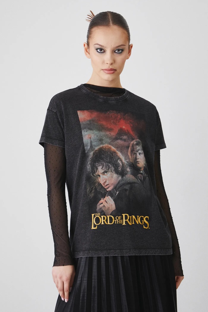 T-shirt bawełniany damski z kolekcji The Lord of the Rings kolor szary RW24-TSDA87 szary