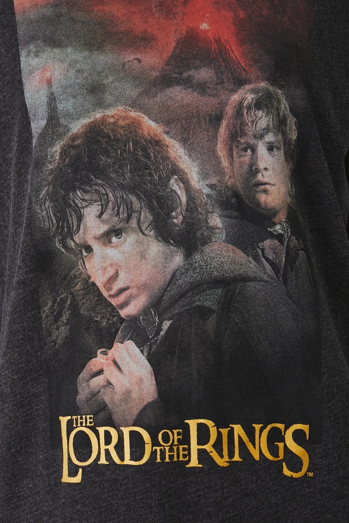 T-shirt bawełniany damski z kolekcji The Lord of the Rings kolor szary RW24-TSDA87