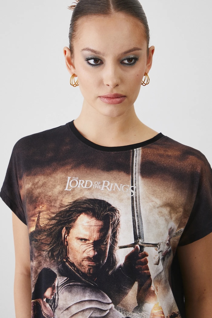 T-shirt bawełniany damski z kolekcji The Lord of the Rings kolor czarny RW24-TSDA88 czarny