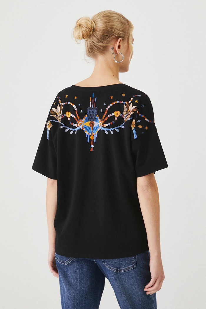 T-shirt bawełniany damski z domieszką elastanu z kolekcji Karolina Matyjaszkowicz x Medicine kolor czarny czarny RW24-TSDB52
