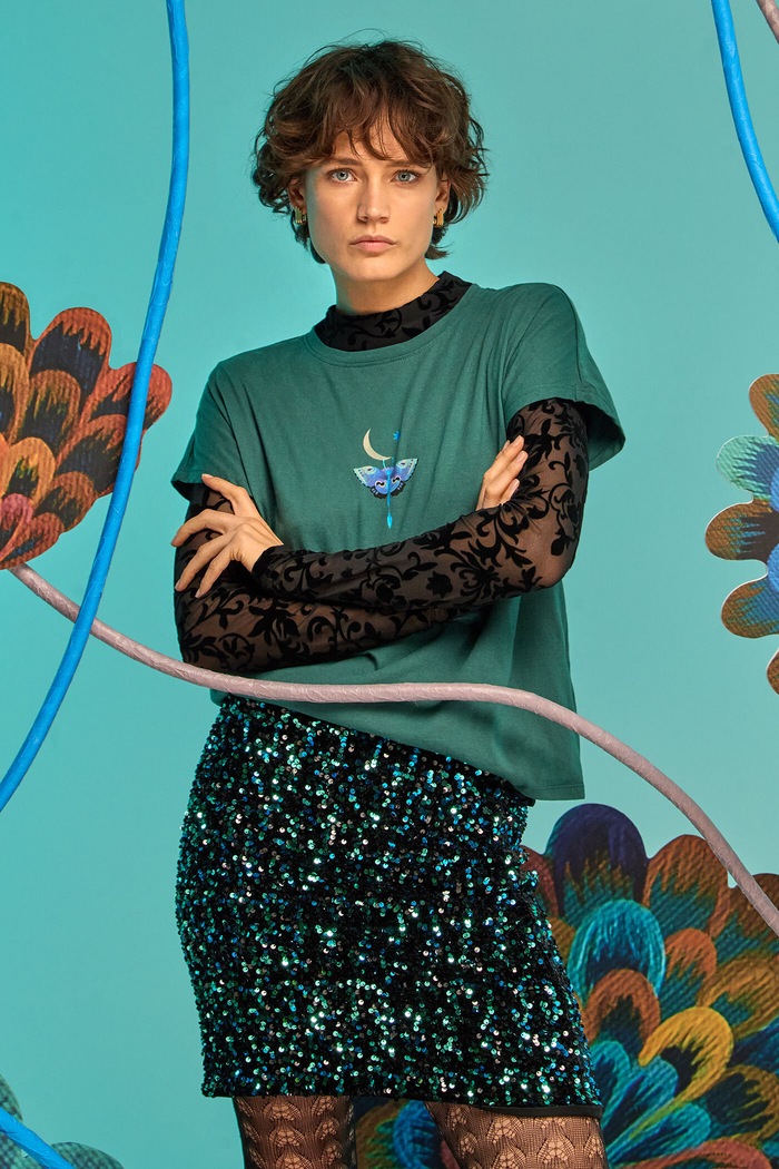T-shirt bawełniany damski z kolekcji Karolina Matyjaszkowicz x Medicine kolor zielony okrągły zielony RW24-TSDB60