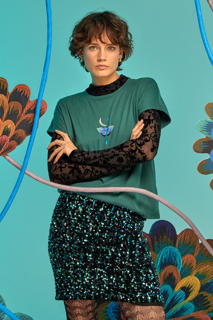 T-shirt bawełniany damski z kolekcji Karolina Matyjaszkowicz x Medicine kolor zielony okrągły zielony RW24-TSDB60