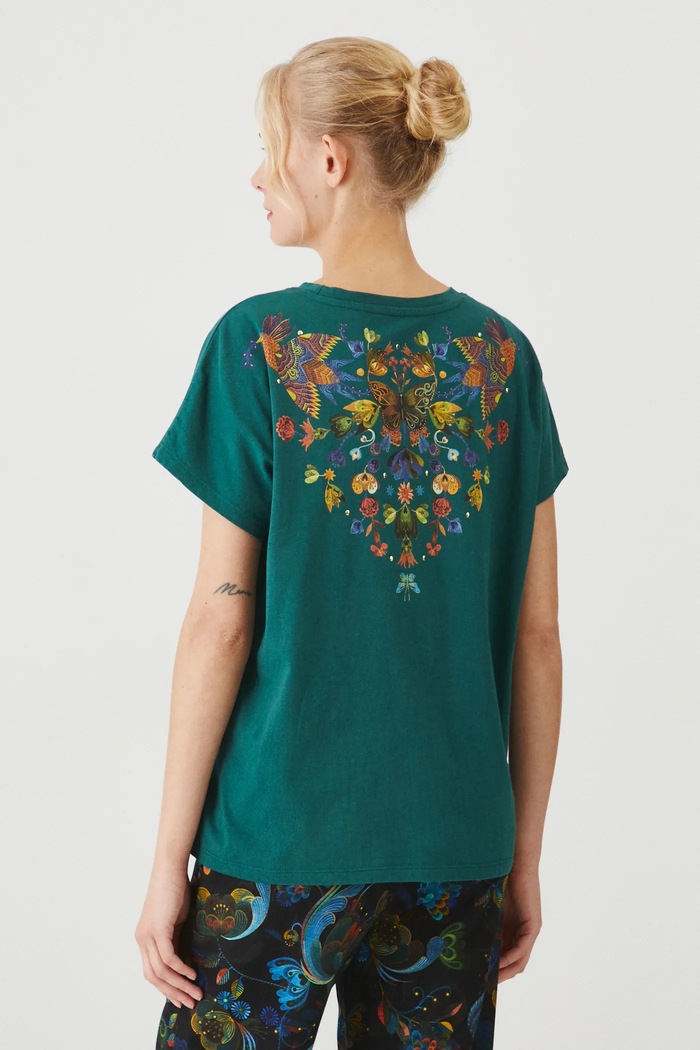 Odzież T-shirt bawełniany damski z kolekcji Karolina Matyjaszkowicz x Medicine kolor zielony RW24-TSDB60 zielony