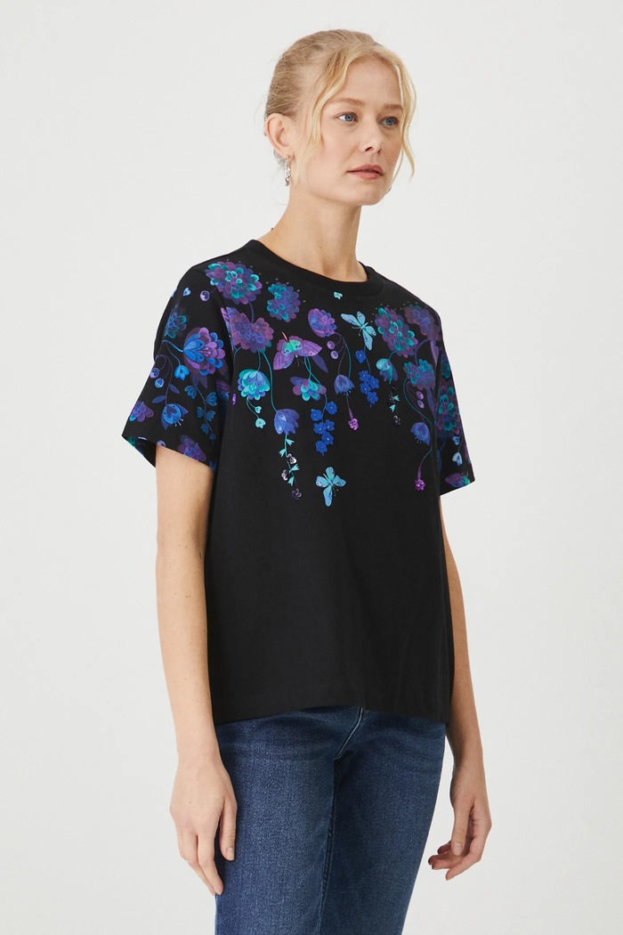 T-shirt bawełniany damski z kolekcji Karolina Matyjaszkowicz x Medicine kolor czarny RW24-TSDB62 czarny