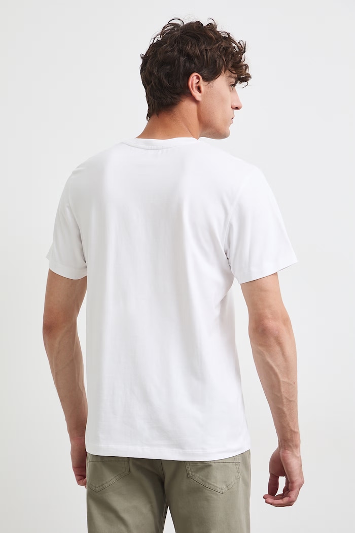 T-shirt bawełniany męski z elastanem gładki kolor biały biały RW24-TSM026