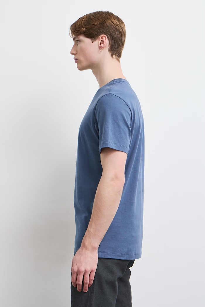 Tricou pentru bărbați din bumbac cu elastan simplu RW24-TSM026 albastru RW24