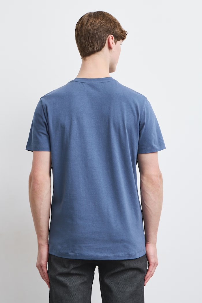 Îmbrăcăminte Tricou pentru bărbați din bumbac cu elastan simplu RW24-TSM026 albastru