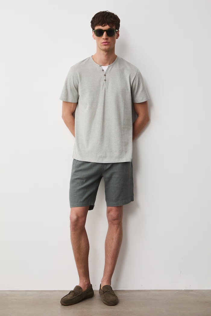 T-shirt basic męski bawełniany z elastanem RW24-TSM040 zielony RW24