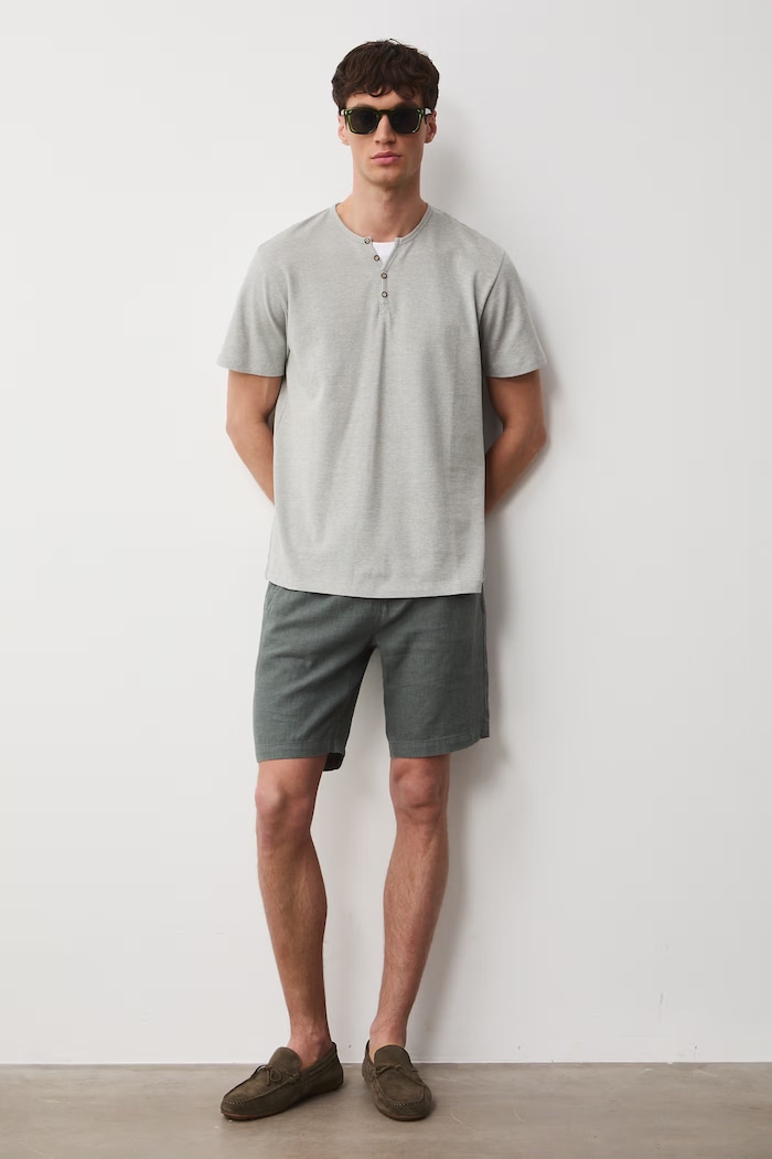T-shirt basic męski bawełniany z elastanem RW24-TSM040 zielony RW24