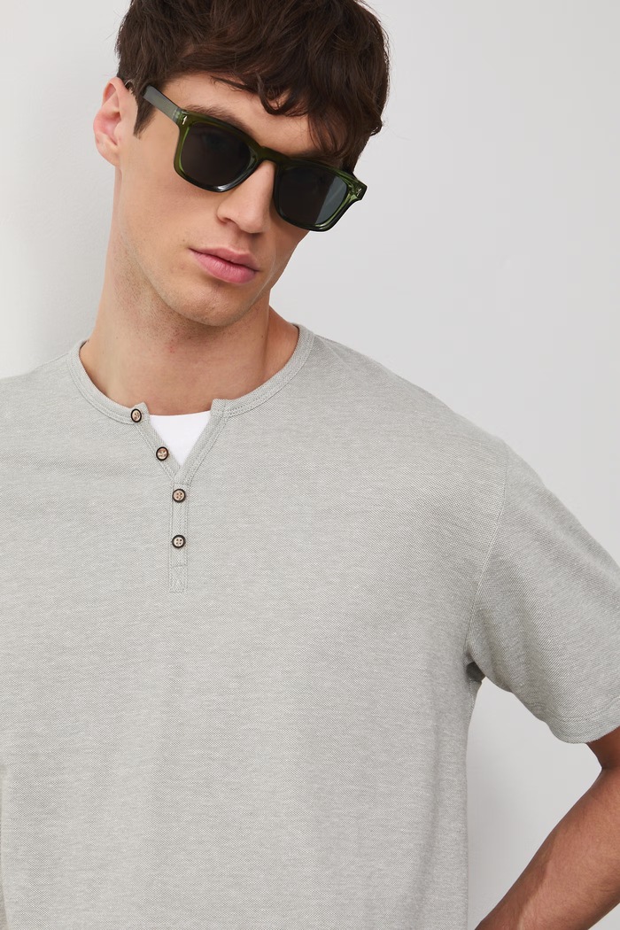 T-shirt basic męski bawełniany z elastanem RW24-TSM040 zielony