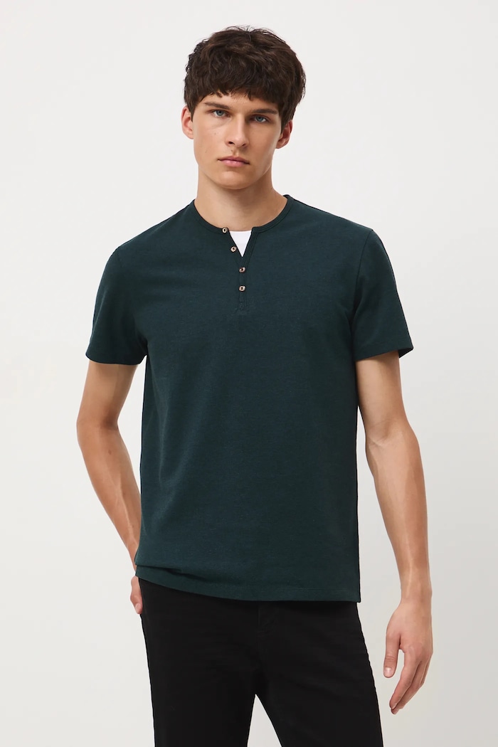 T-shirt basic męski bawełniany z elastanem RW24-TSM040 turkusowy RW24