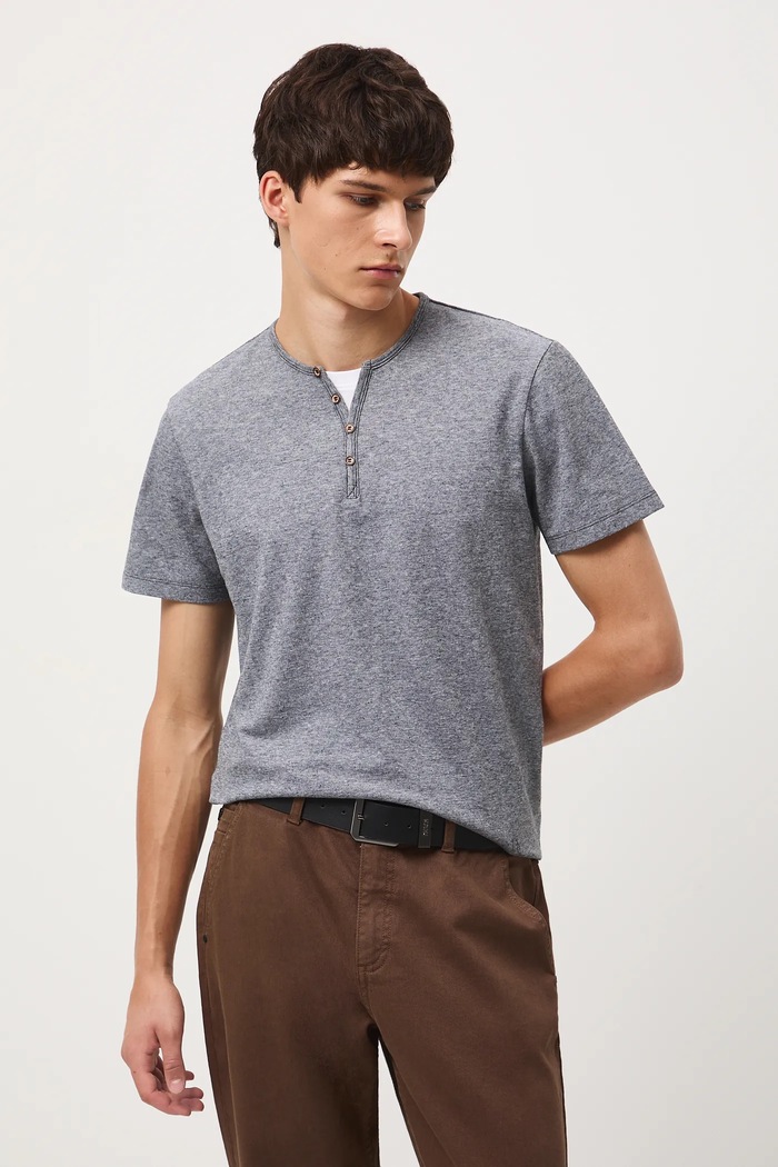 T-shirt basic męski bawełniany z elastanem RW24-TSM040 czarny RW24