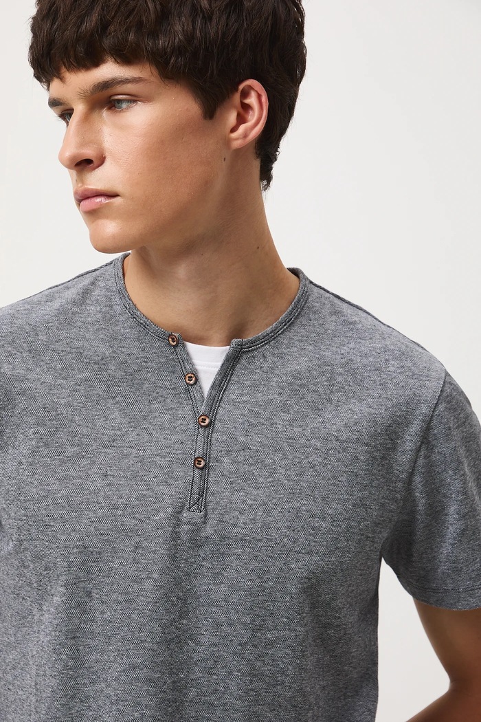 T-shirt basic męski bawełniany z elastanem czarny RW24-TSM040