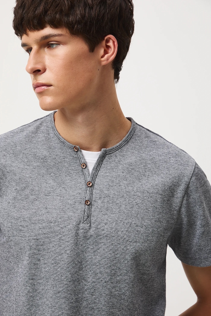 T-shirt basic męski bawełniany z elastanem czarny RW24-TSM040