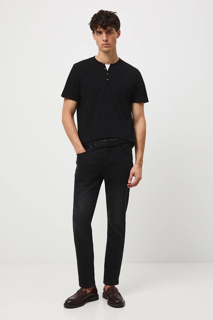 T-shirt basic męski bawełniany z elastanem RW24-TSM040 czarny RW24