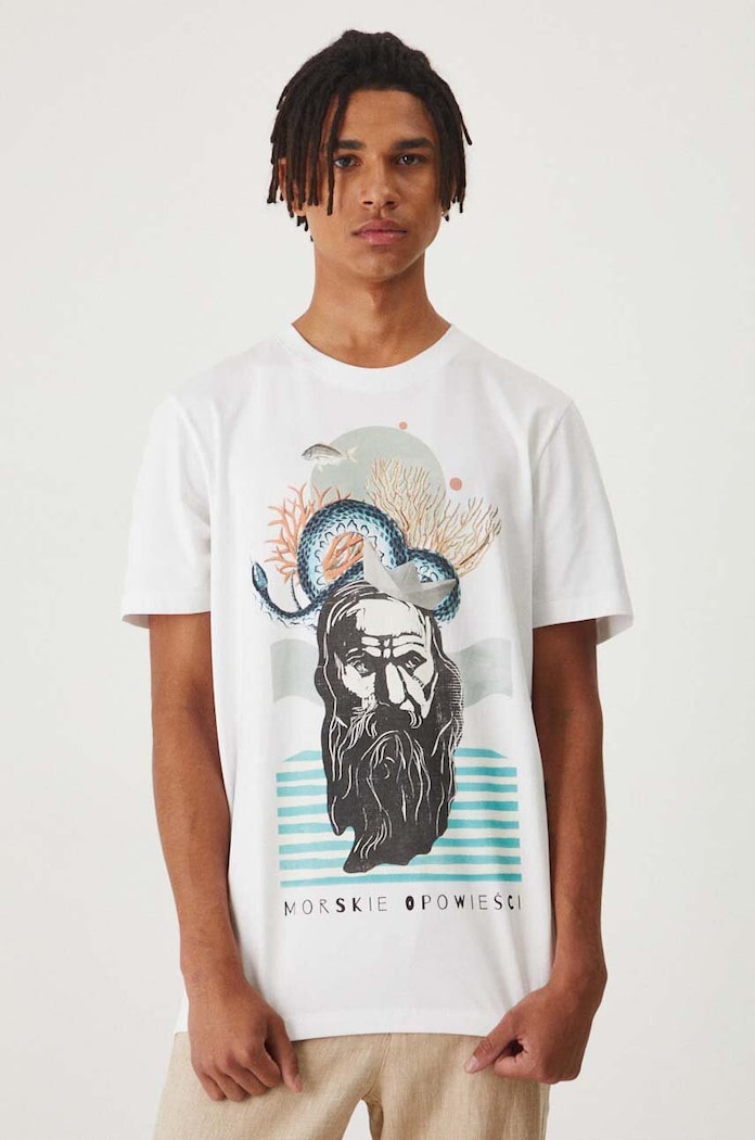 T-shirt bawełniany męski z kolekcji Magia Miejsc kolor biały RW24-TSM151 biały RW24