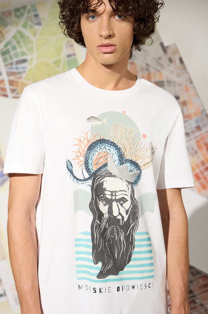 T-shirt bawełniany męski z kolekcji Magia Miejsc kolor biały RW24-TSM151