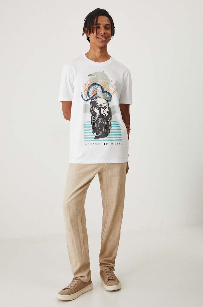 Odzież T-shirt bawełniany męski z kolekcji Magia Miejsc kolor biały RW24-TSM151 biały