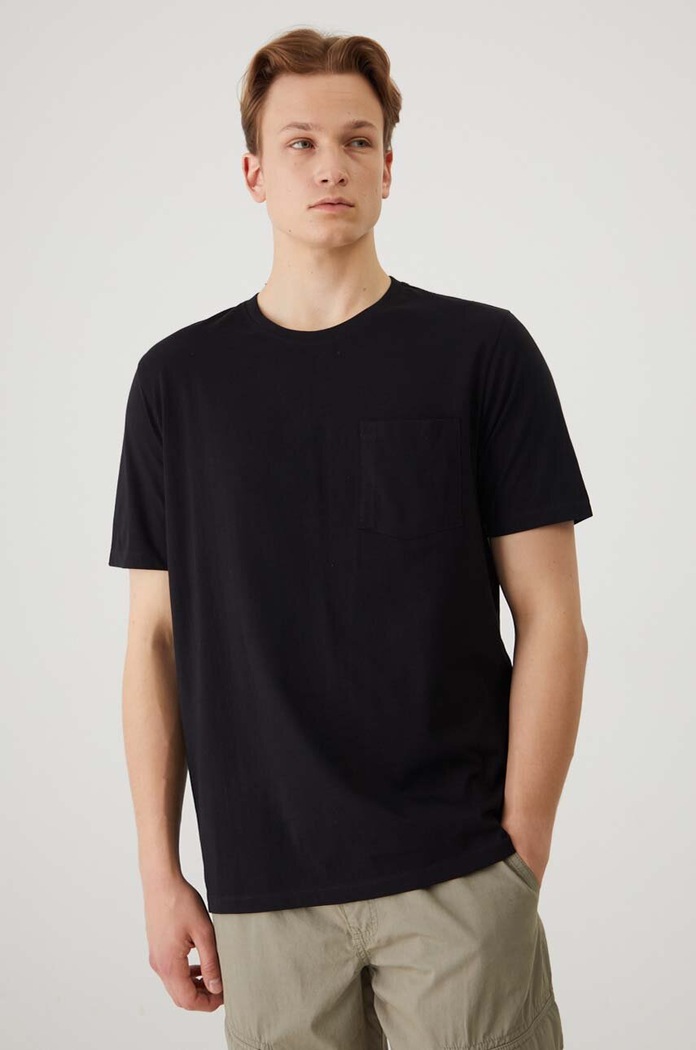 Odzież T-shirt bawełniany męski z nadrukiem kolor czarny RW24-TSM207 czarny