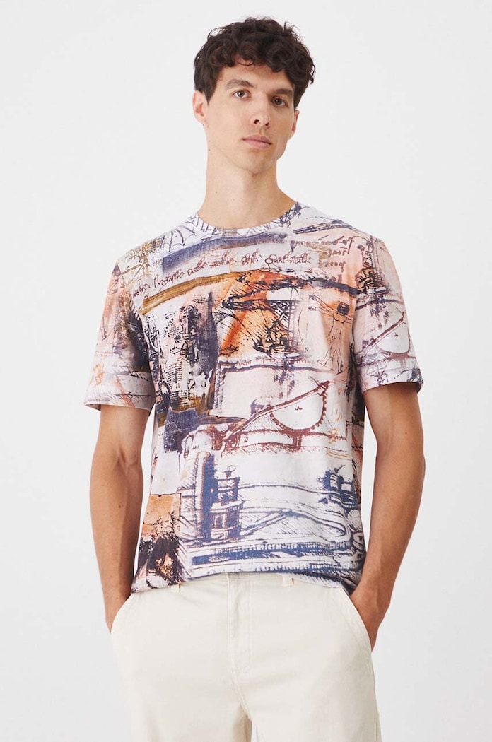 T-shirt bawełniany męski z domieszką elastanu z kolekcji Science by Peter Smolka kolor multicolor RW24.TSM451 multicolor RW24