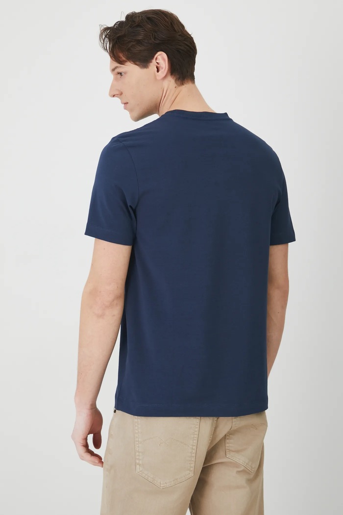 Odzież T-shirt bawełniany męski z domieszką elastanu z kolekcji Science kolor granatowy RW24-TSM461 granatowy