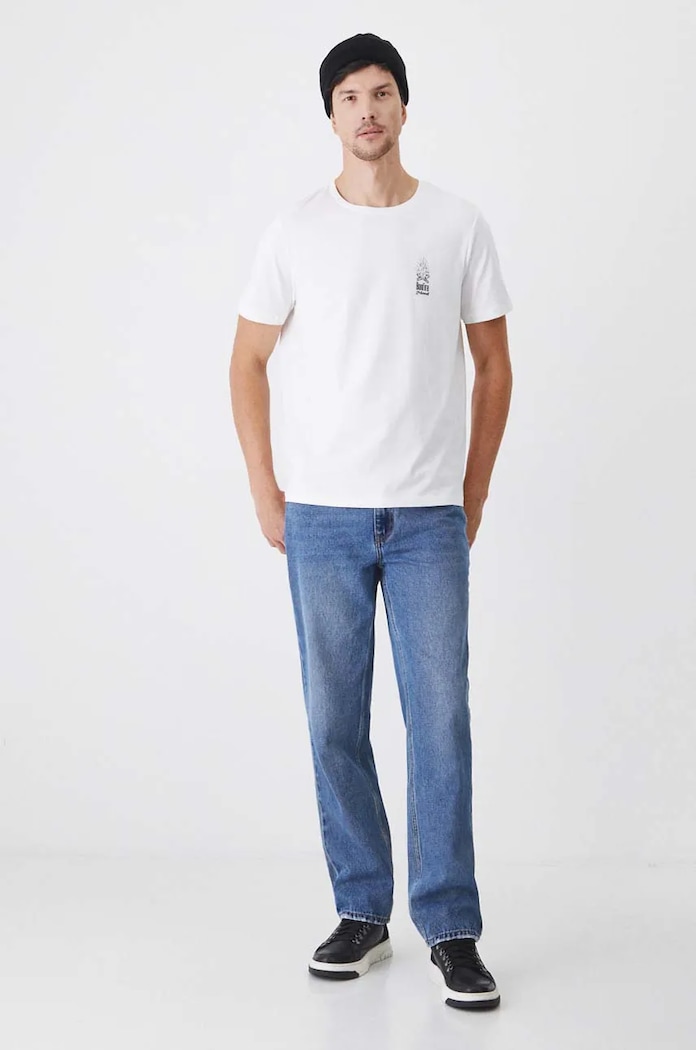 T-shirt bawełniany męski z nadrukiem kolor biały RW24-TSM480 biały RW24