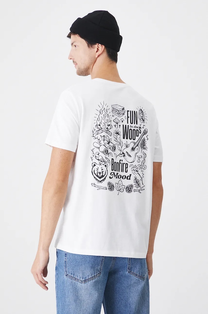 Odzież T-shirt bawełniany męski z nadrukiem kolor biały RW24-TSM480 biały
