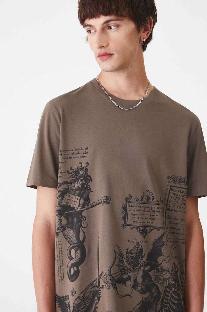 T-shirt bawełniany męski z domieszką elastanu z nadrukiem kolor zielony RW24-TSM501 zielony